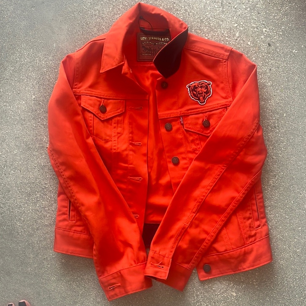 Levi's Chicago Bears Women's Orange Twill Trucker Button-Up Jacket - NFL Sz XS